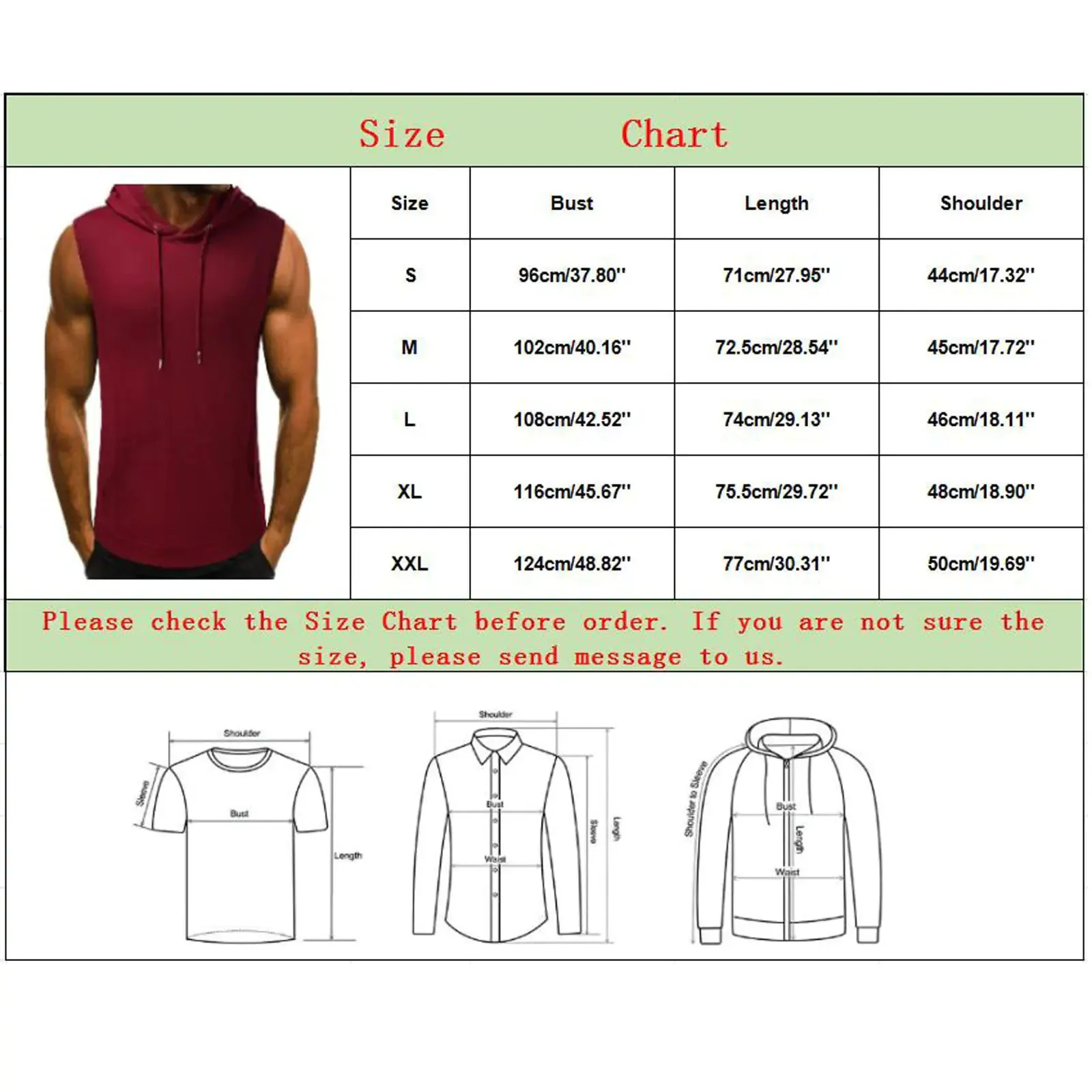 Men's Sleeveless Hooded Tank Top with Drawstrings