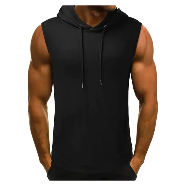 Men's Sleeveless Hooded Tank Top with Drawstrings