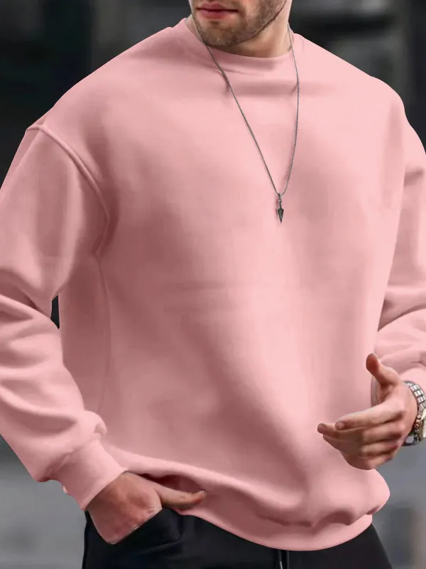 Men's Solid Color Oversized Long Sleeve Sweatshirts
