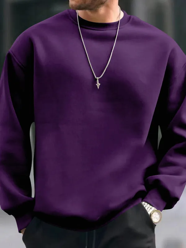 Men's Solid Color Oversized Long Sleeve Sweatshirts