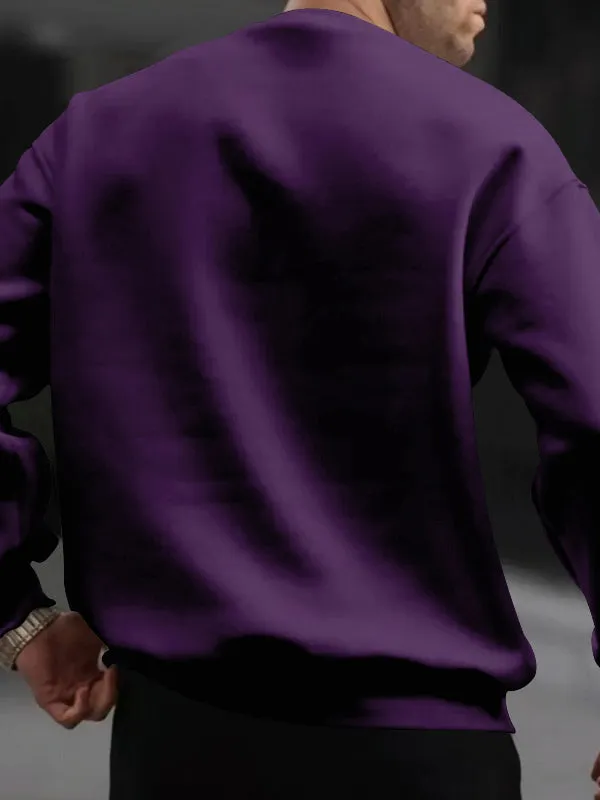 Men's Solid Color Oversized Long Sleeve Sweatshirts