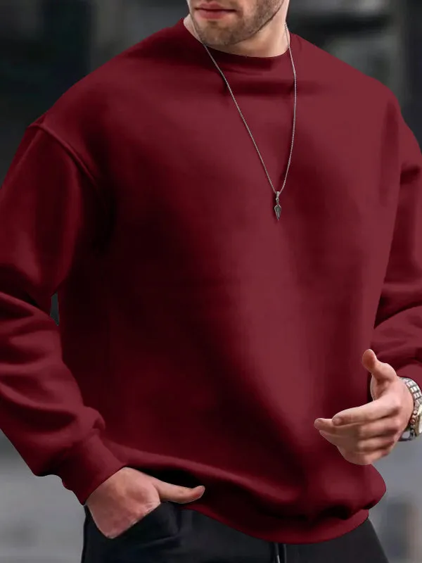 Men's Solid Color Oversized Long Sleeve Sweatshirts