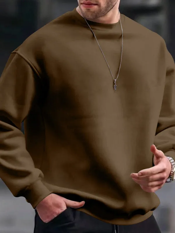 Men's Solid Color Oversized Long Sleeve Sweatshirts