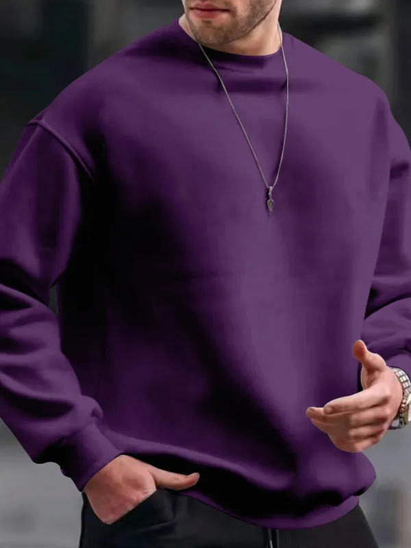 Men's Solid Color Oversized Long Sleeve Sweatshirts