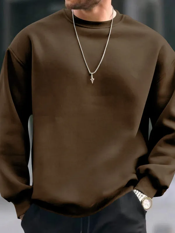 Men's Solid Color Oversized Long Sleeve Sweatshirts