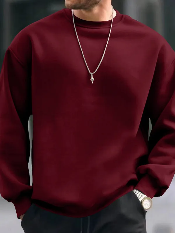 Men's Solid Color Oversized Long Sleeve Sweatshirts