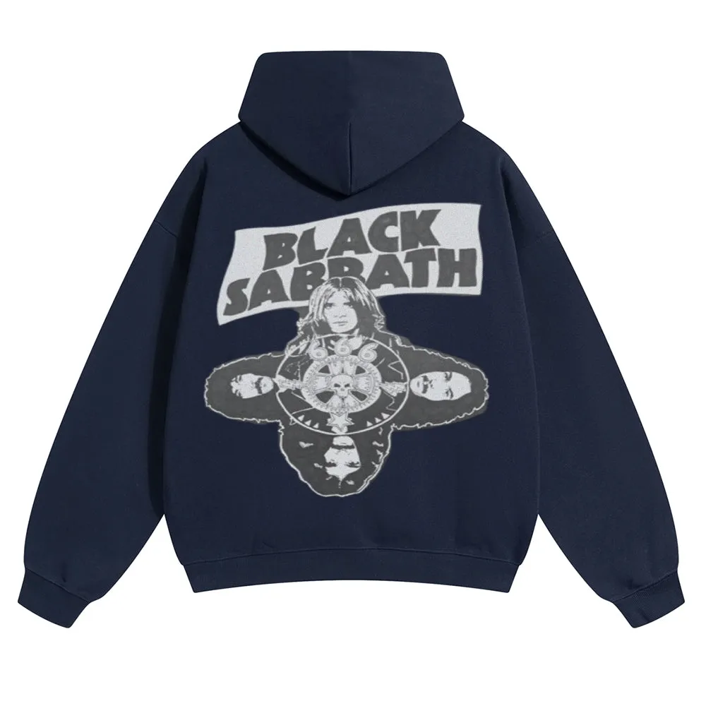 Mens Vintage  Black Sabbath Rock Band Hoodies