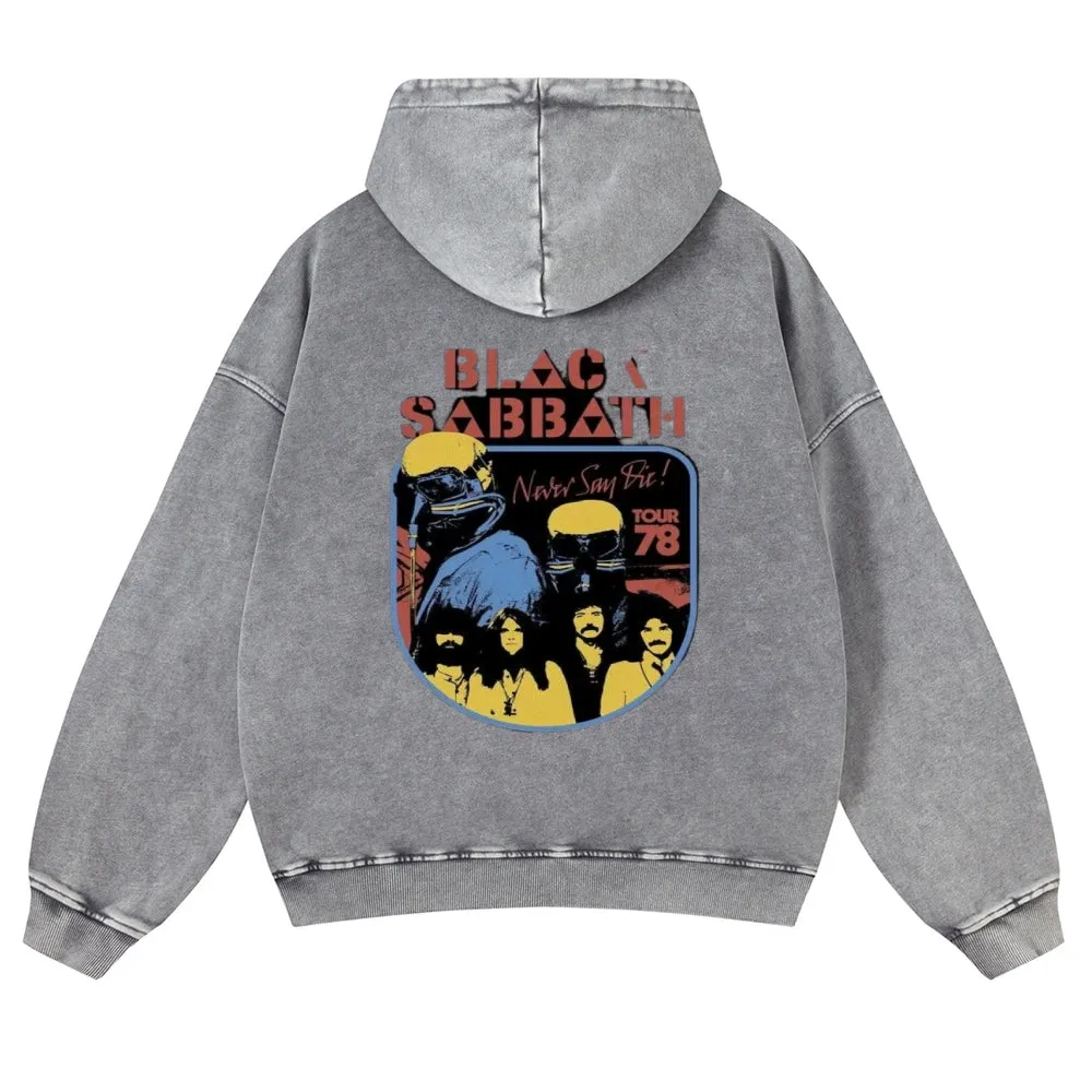 Mens Vintage  Black Sabbath Rock Band Hoodies