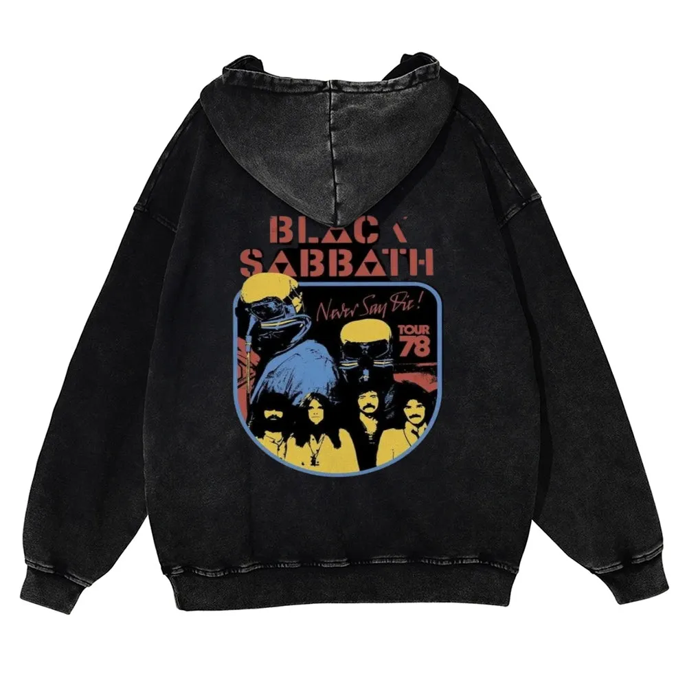 Mens Vintage  Black Sabbath Rock Band Hoodies
