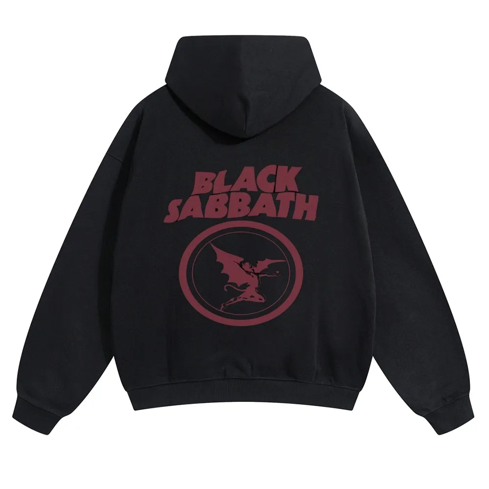 Mens Vintage Black Sabbath Rock Band Hoodies