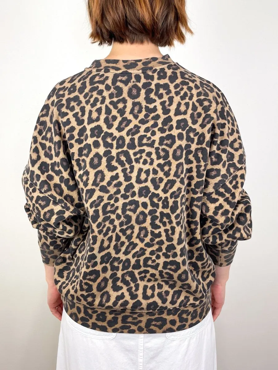 Miles Sweatshirt in Black & Brown Leopard