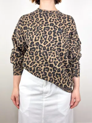 Miles Sweatshirt in Black & Brown Leopard