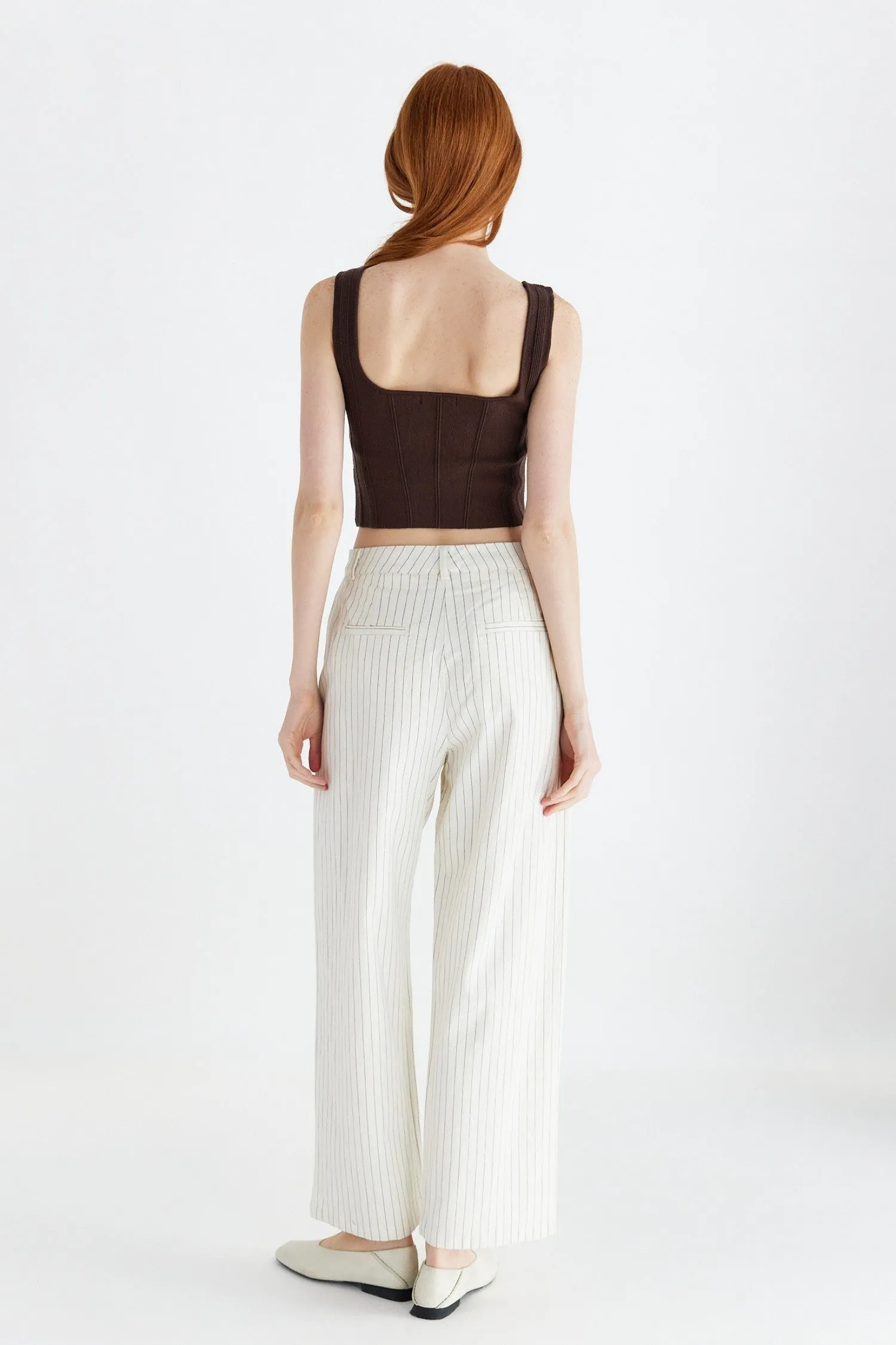 Millie Structured Crop Tank Top - Brown