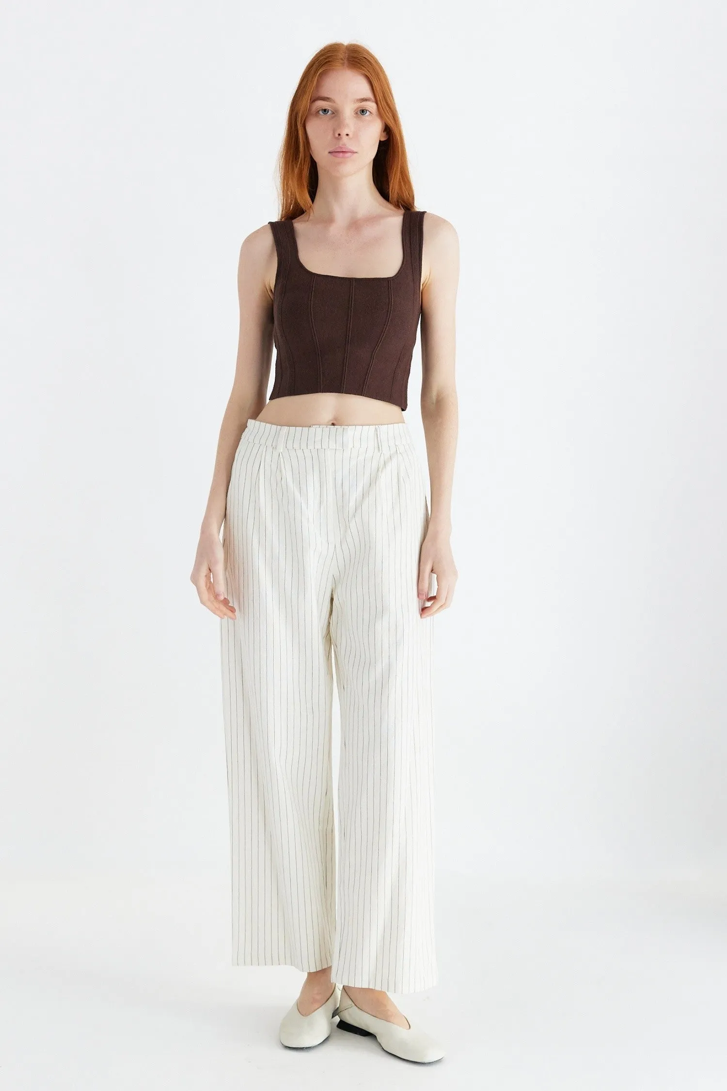 Millie Structured Crop Tank Top - Brown