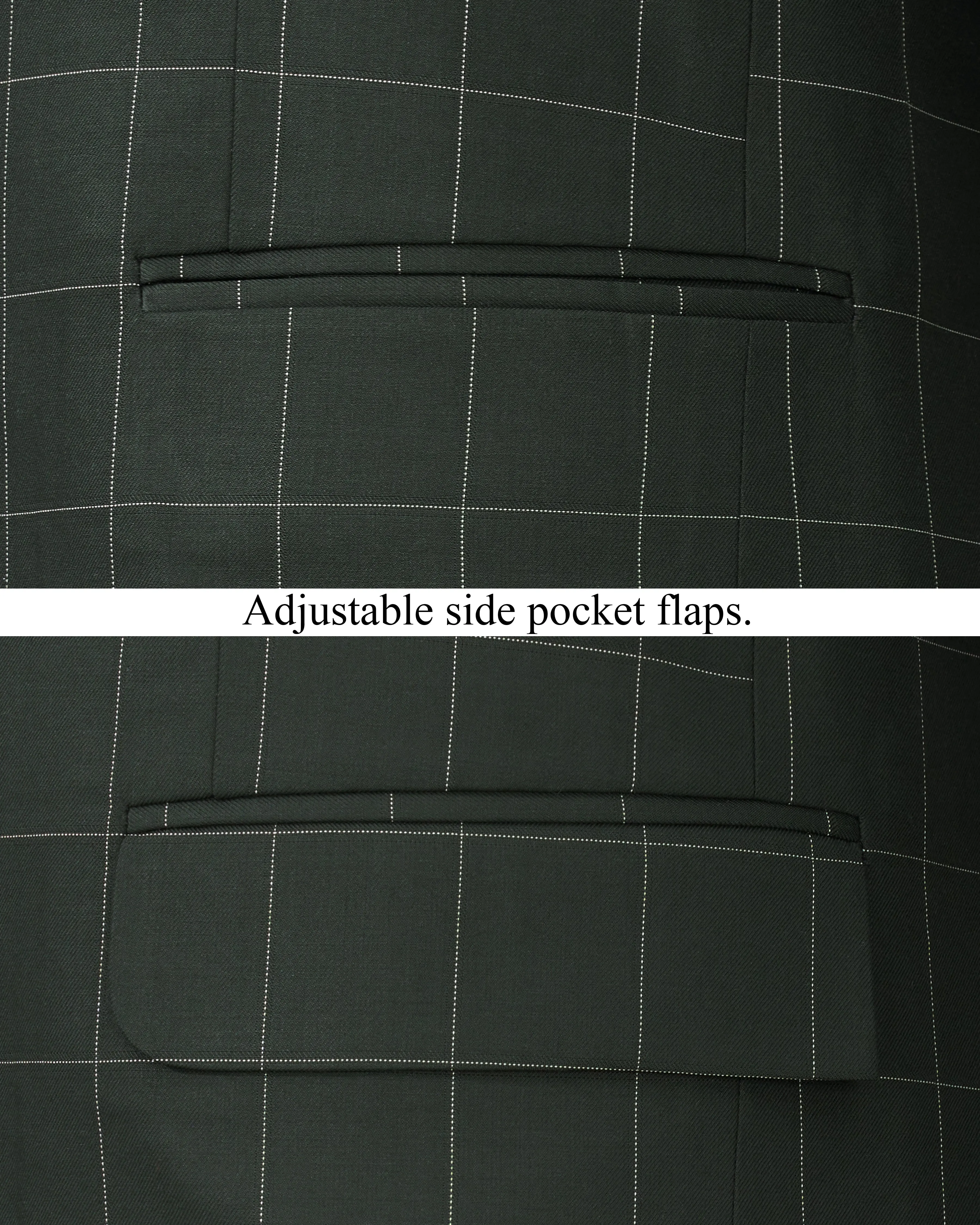 Mine Shaft Green Windowpane Bandhgala Blazer