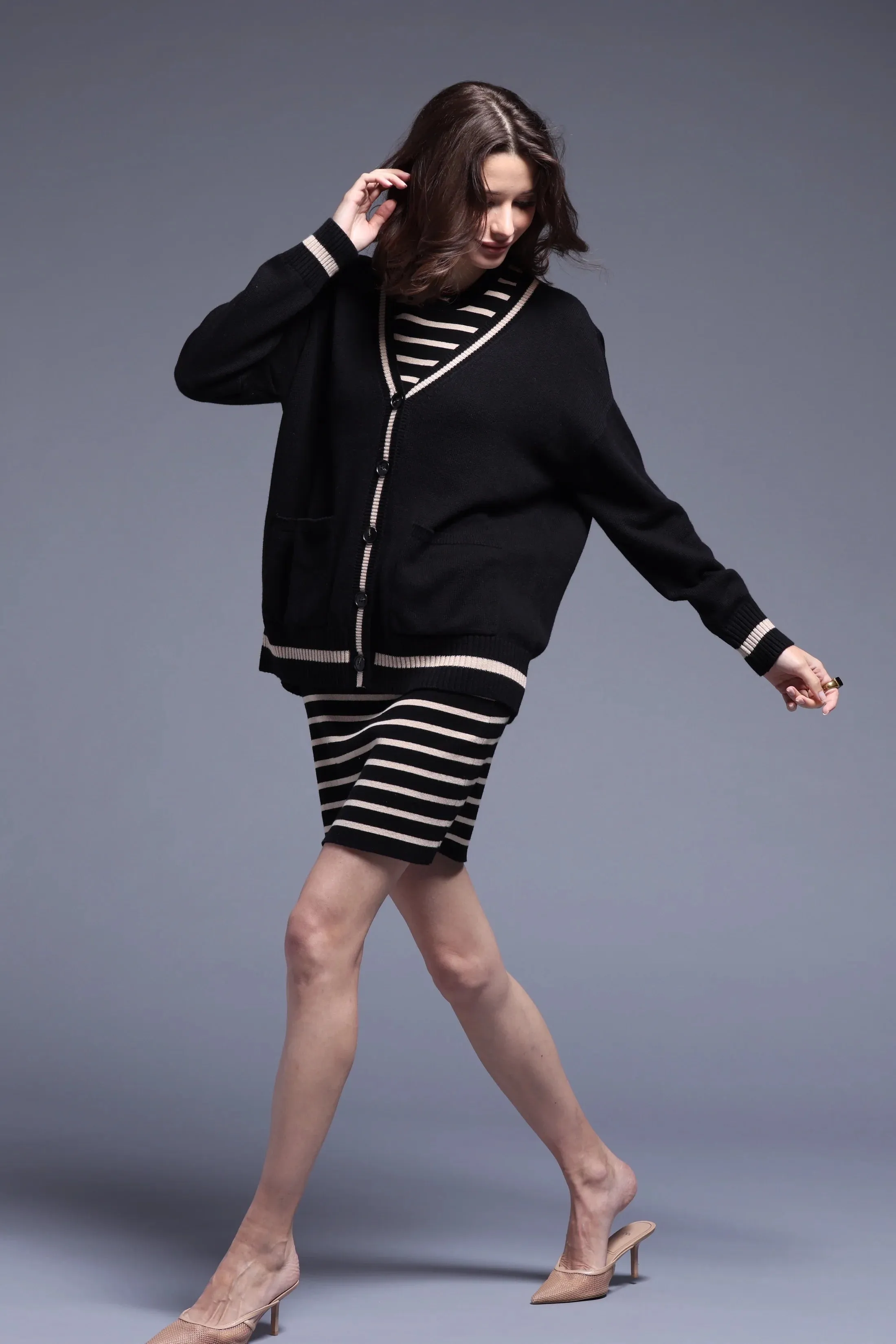 Minnie Rose Oversized Cardi w Tipping