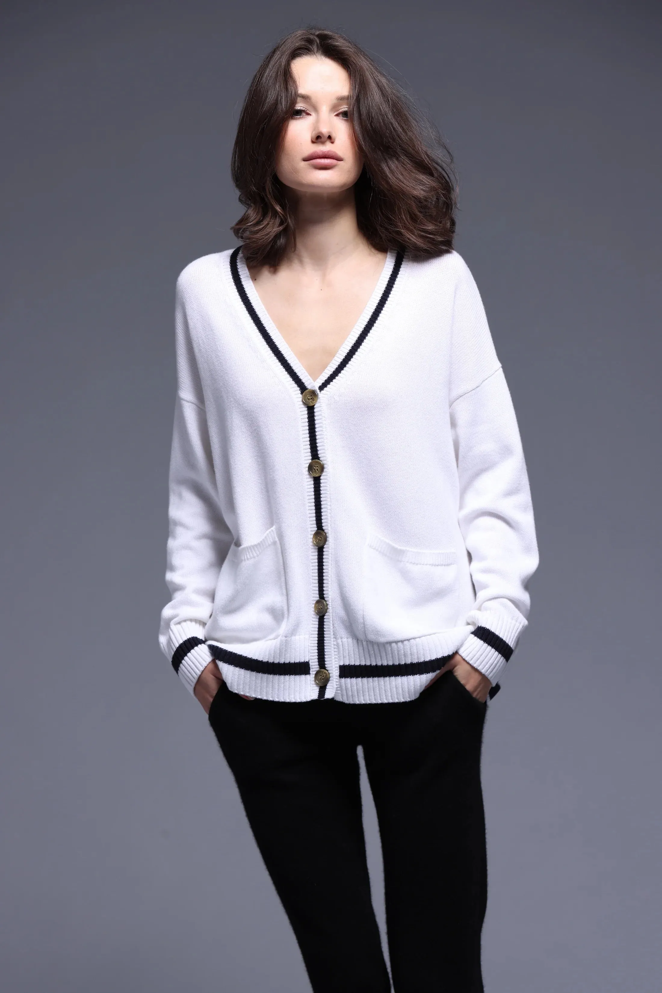 Minnie Rose Oversized Cardi w Tipping