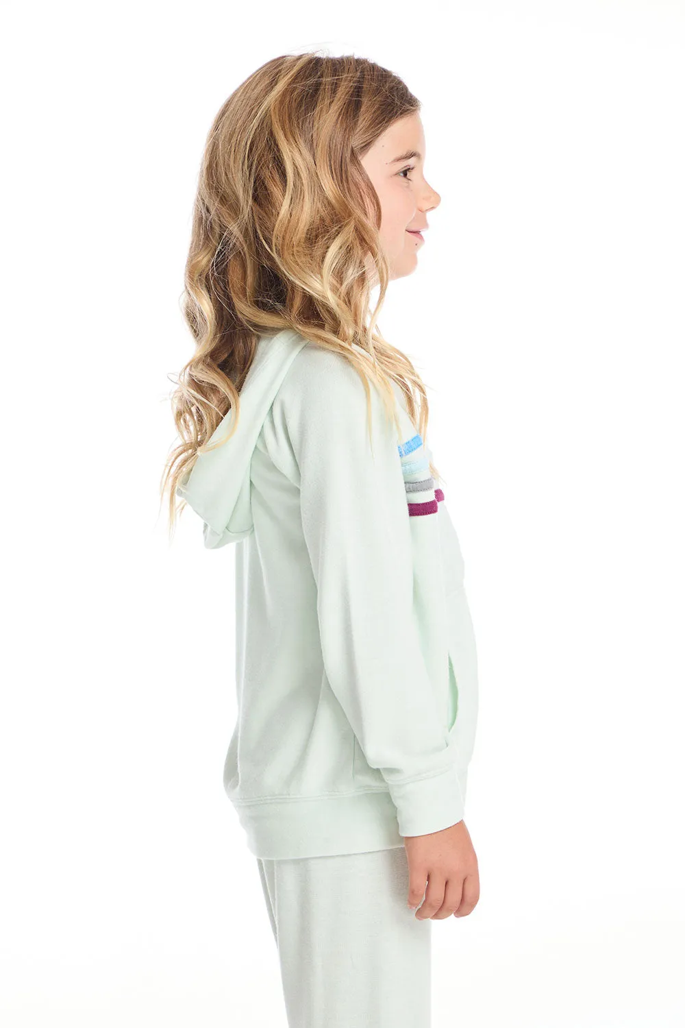 Mint Green Girls Zip Up Hoodie