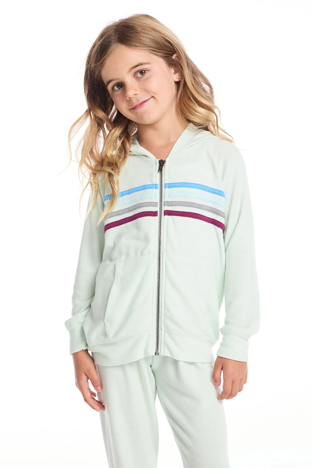 Mint Green Girls Zip Up Hoodie