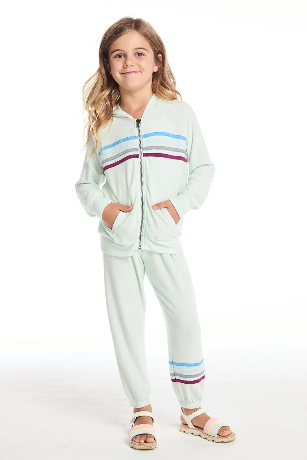 Mint Green Girls Zip Up Hoodie