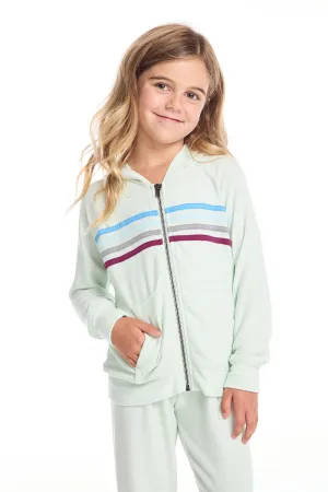 Mint Green Girls Zip Up Hoodie