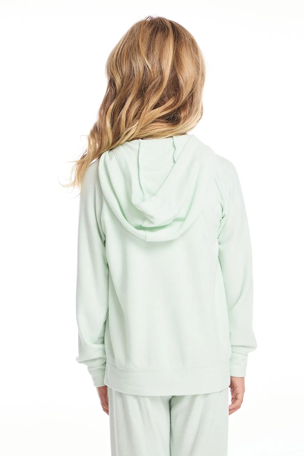 Mint Green Girls Zip Up Hoodie