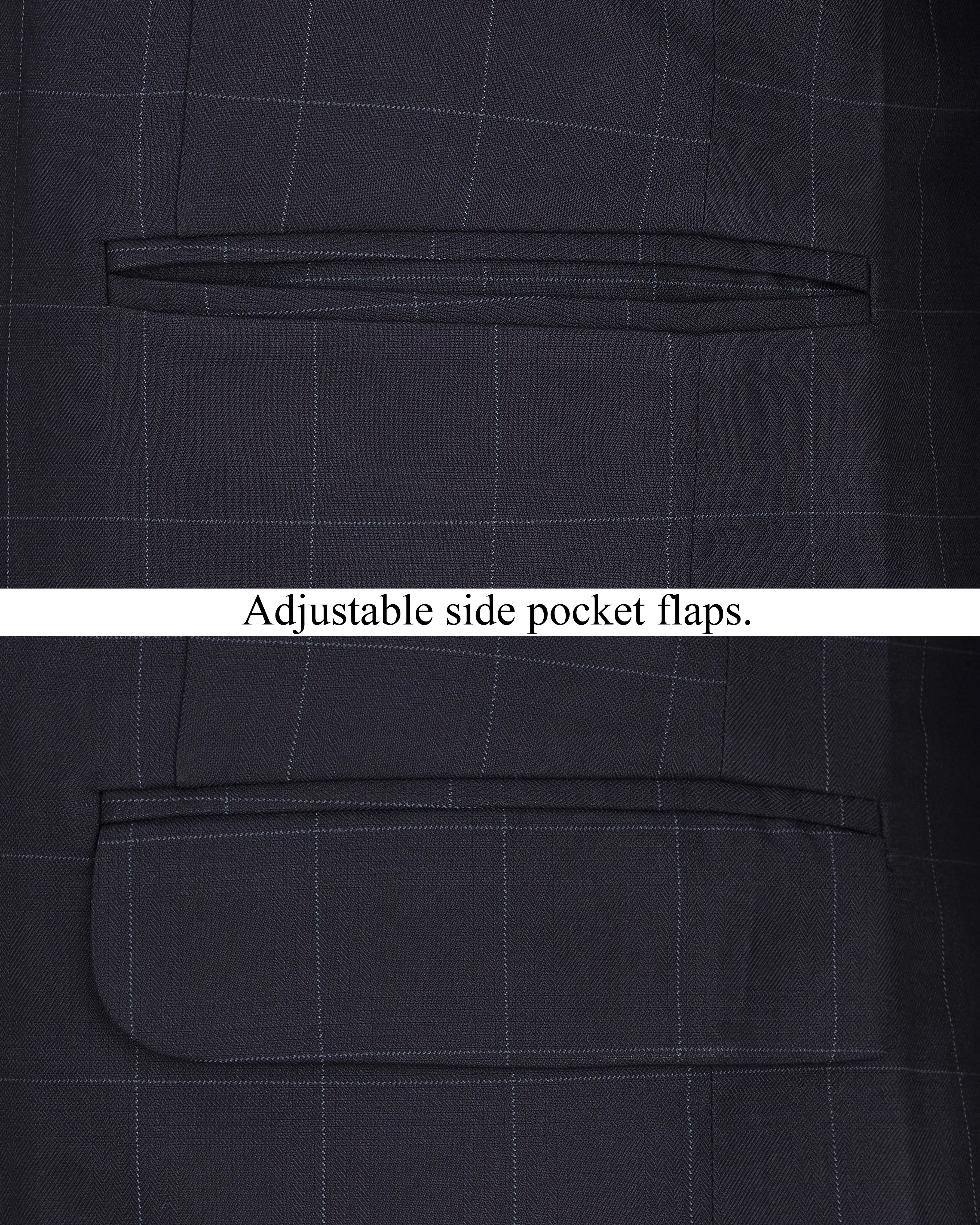 Mirage Blue Windowpane Bandhgala Blazer