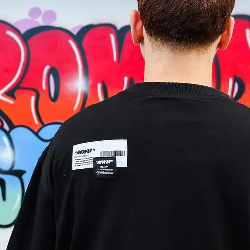 Mod Wave Movement Soft Neck T-Shirt- Black