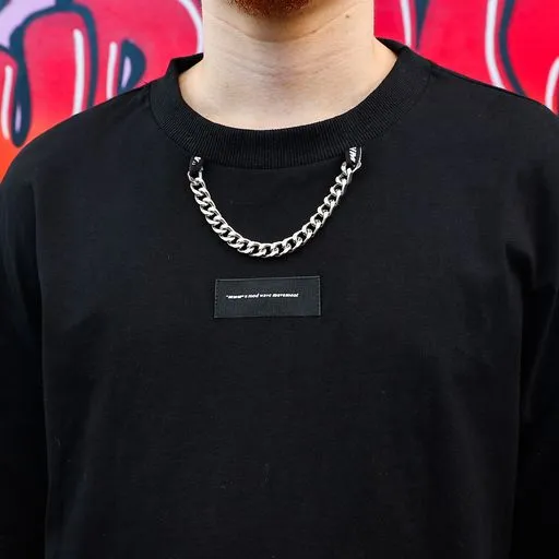Mod Wave Movement Soft Neck T-Shirt- Black