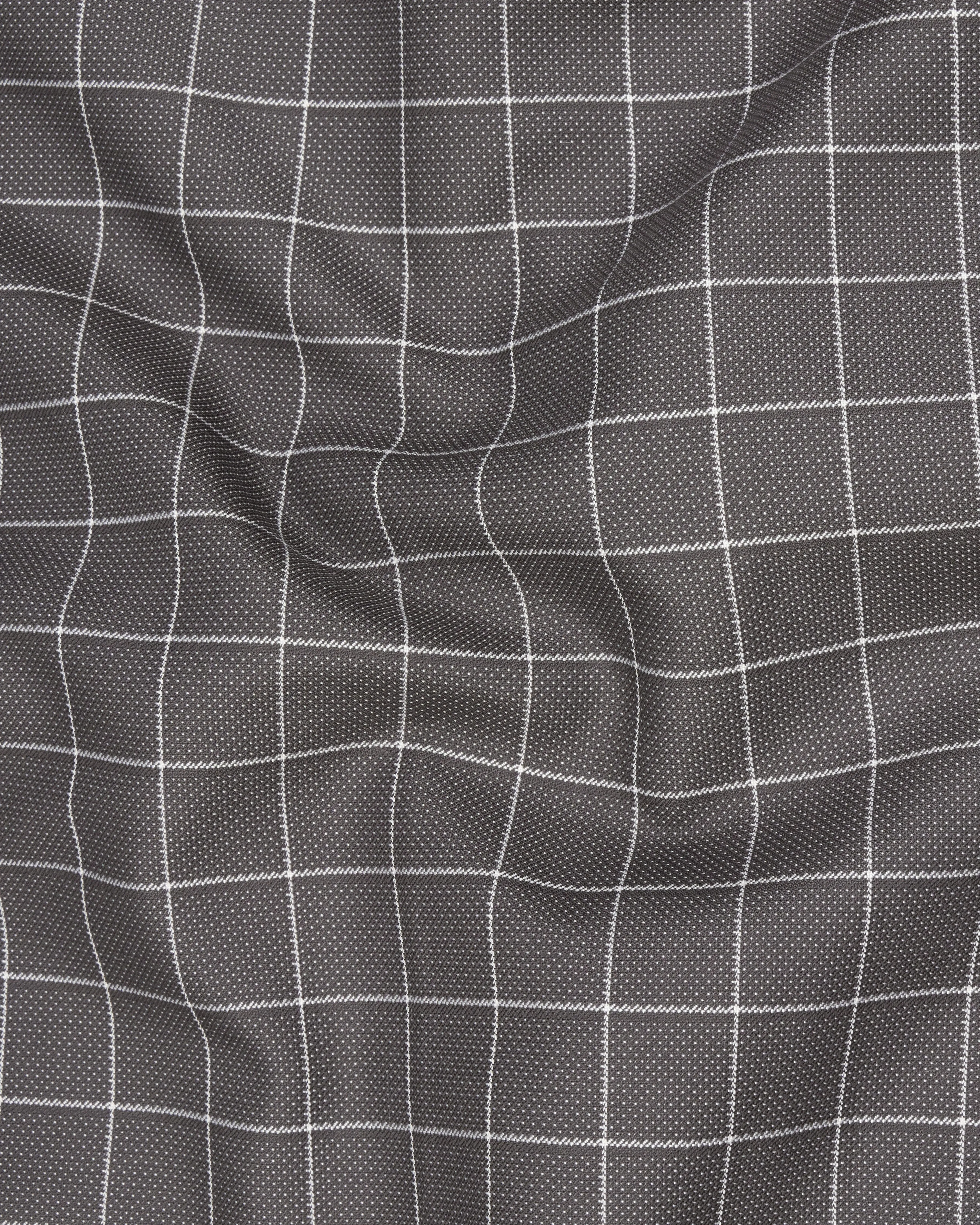Mortar Gray Checkered Cross Buttoned Bandhgala Blazer
