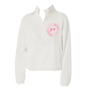 MOSSA Pink LET'S MOVE Circle Logo Bella   Canvas Women's Half Zip Pullover