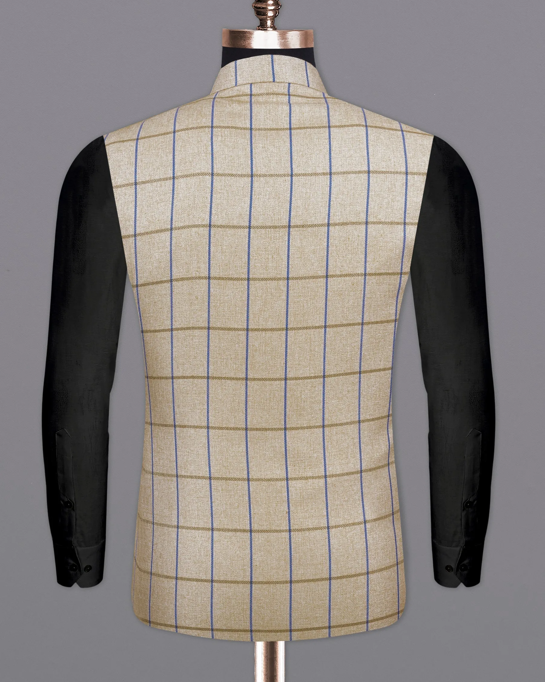 Mushroom Light Brown Checkered Bandhgala Nehru Jacket