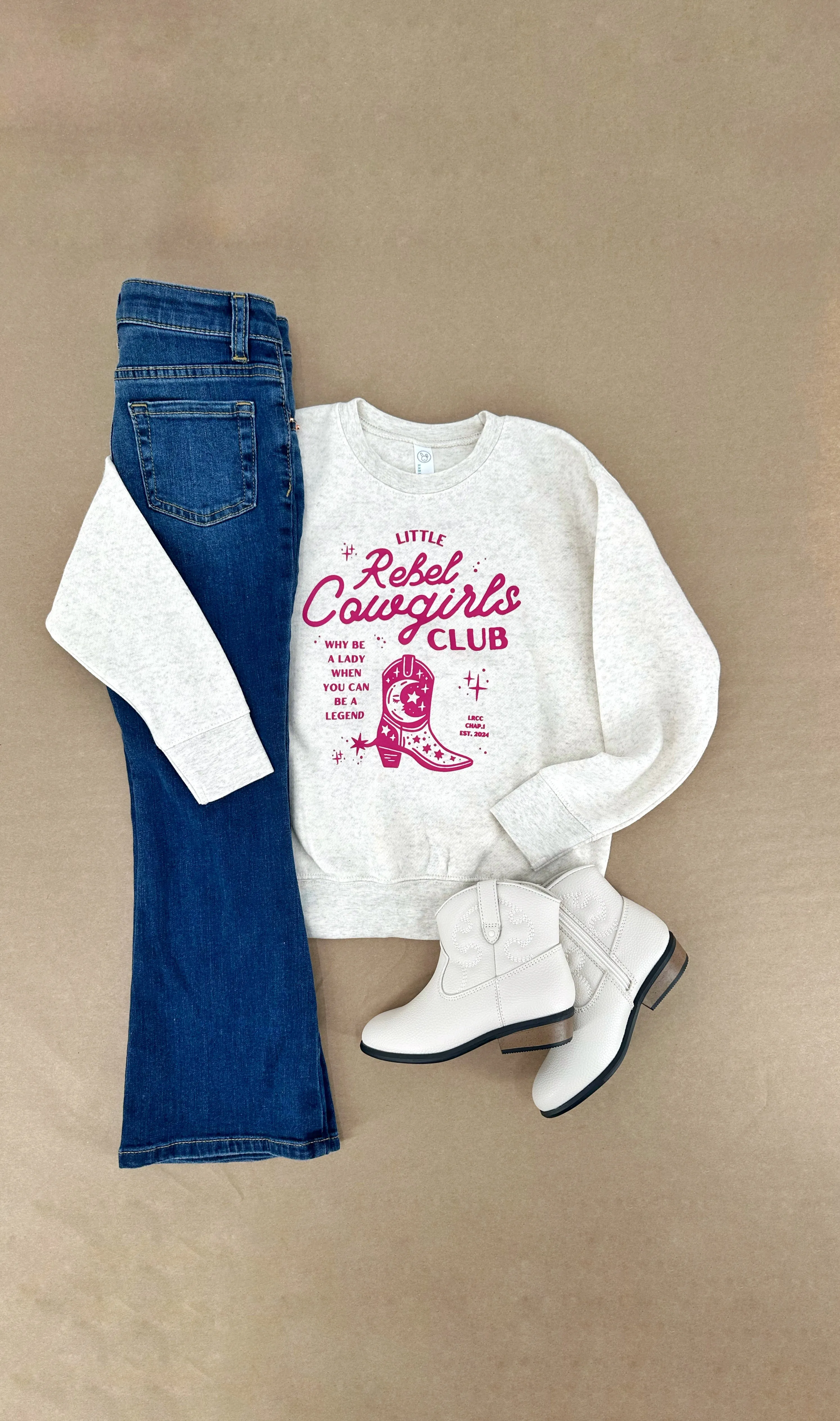 Natural Little Rebels Cowgirl Club Sweatshirt or tee!