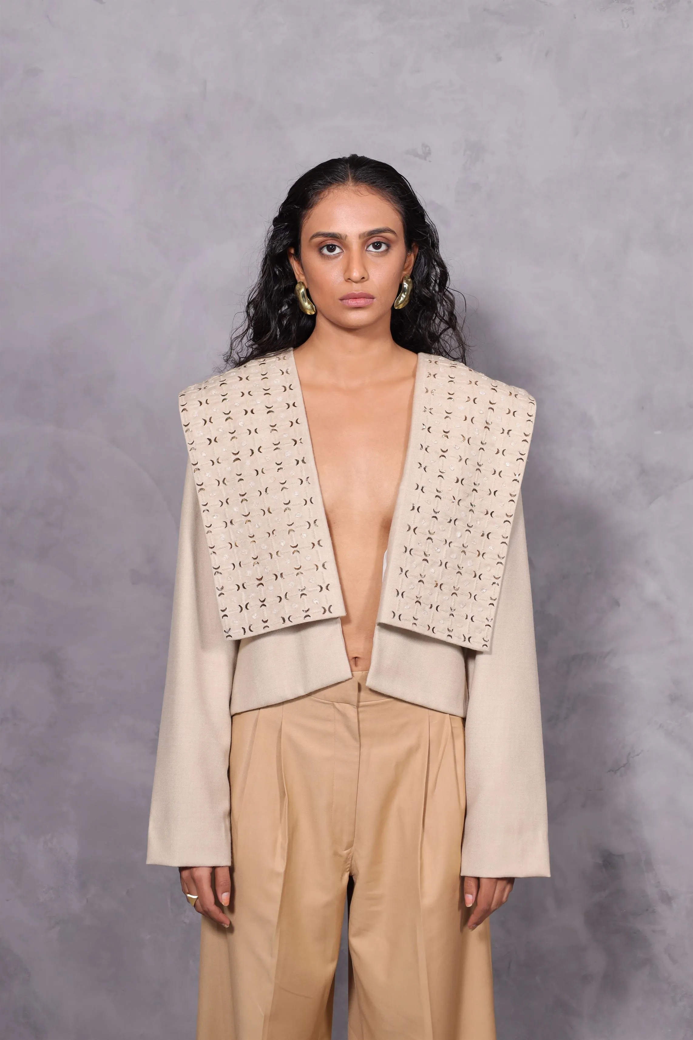 New Season Summer to Fall 2024--Jacket Embroidered Wool Off White-CH2/16-Senso-Fashion Edit Hemji