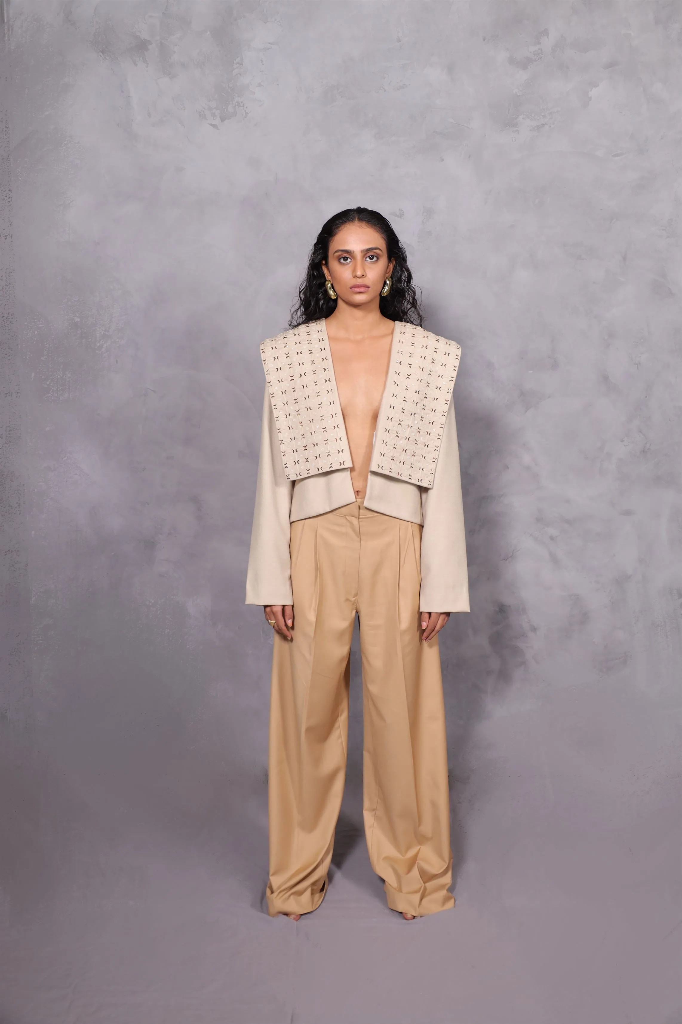 New Season Summer to Fall 2024--Jacket Embroidered Wool Off White-CH2/16-Senso-Fashion Edit Hemji