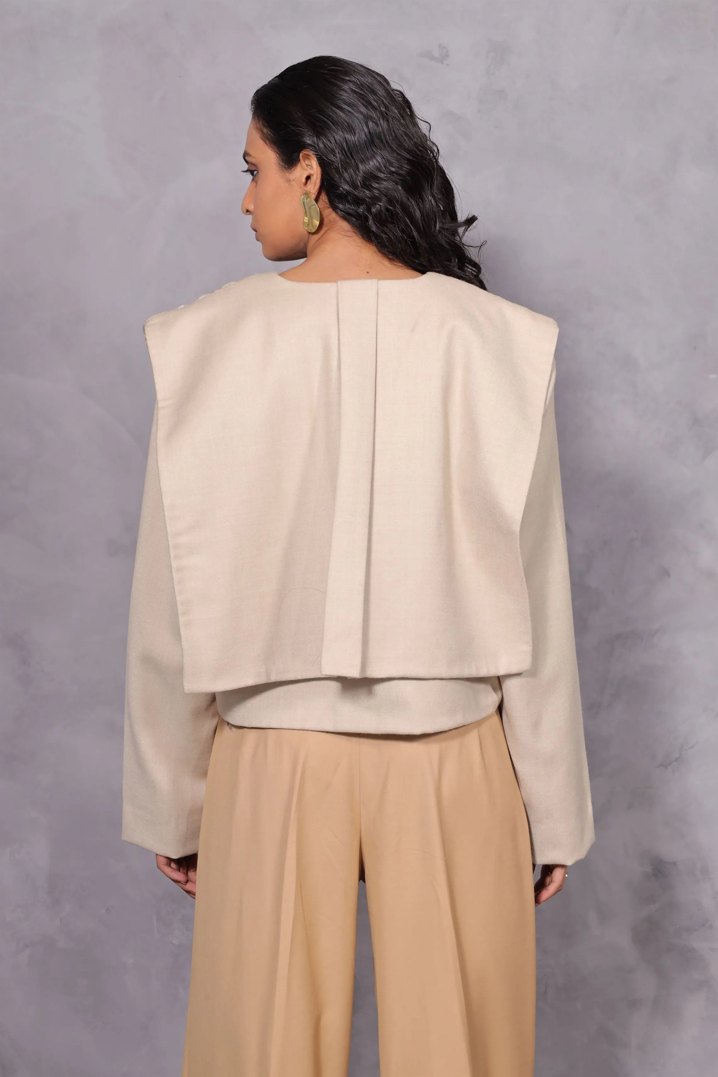 New Season Summer to Fall 2024--Jacket Embroidered Wool Off White-CH2/16-Senso-Fashion Edit Hemji