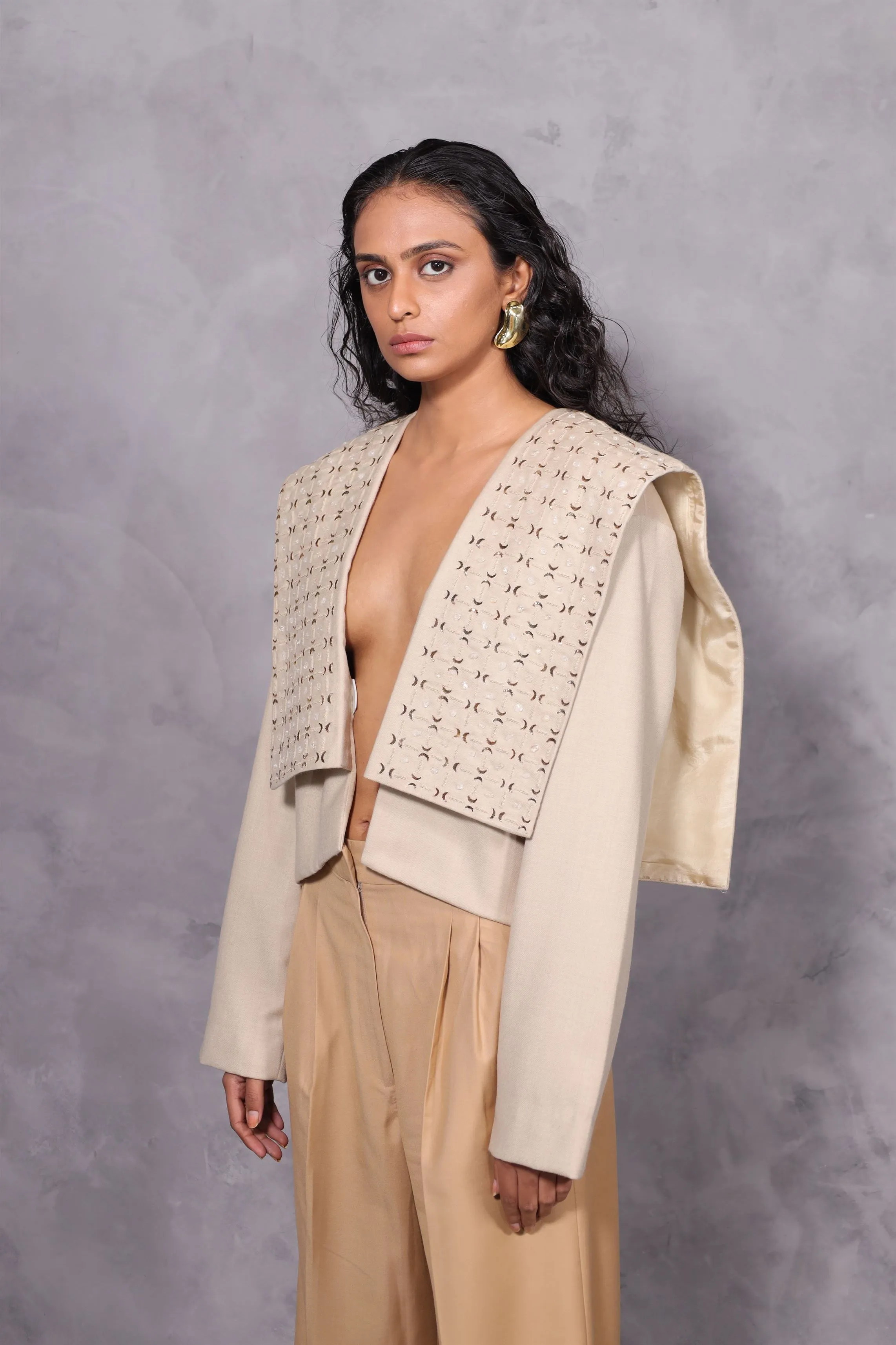 New Season Summer to Fall 2024--Jacket Embroidered Wool Off White-CH2/16-Senso-Fashion Edit Hemji