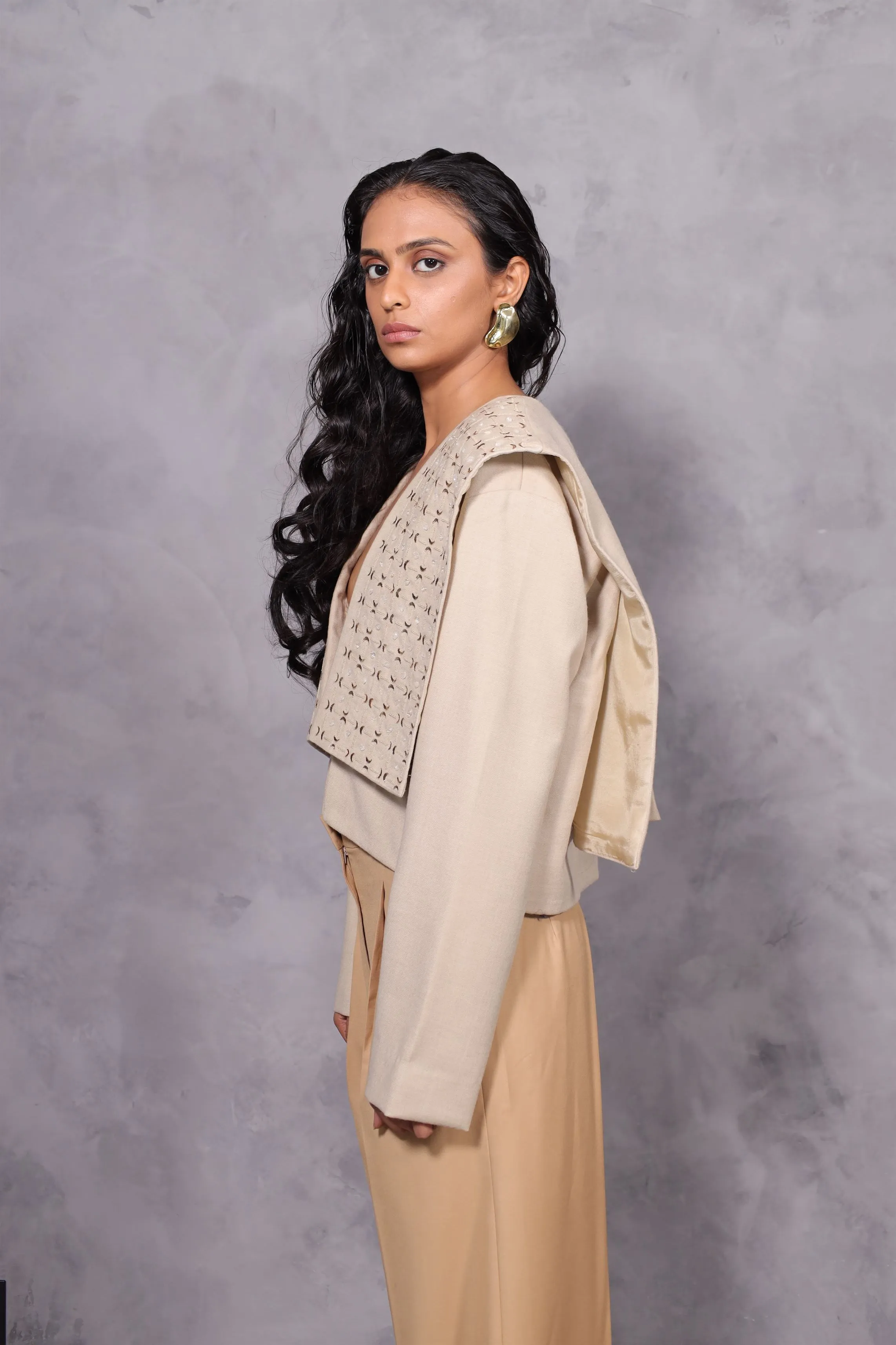 New Season Summer to Fall 2024--Jacket Embroidered Wool Off White-CH2/16-Senso-Fashion Edit Hemji