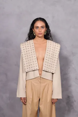 New Season Summer to Fall 2024--Jacket Embroidered Wool Off White-CH2/16-Senso-Fashion Edit Hemji