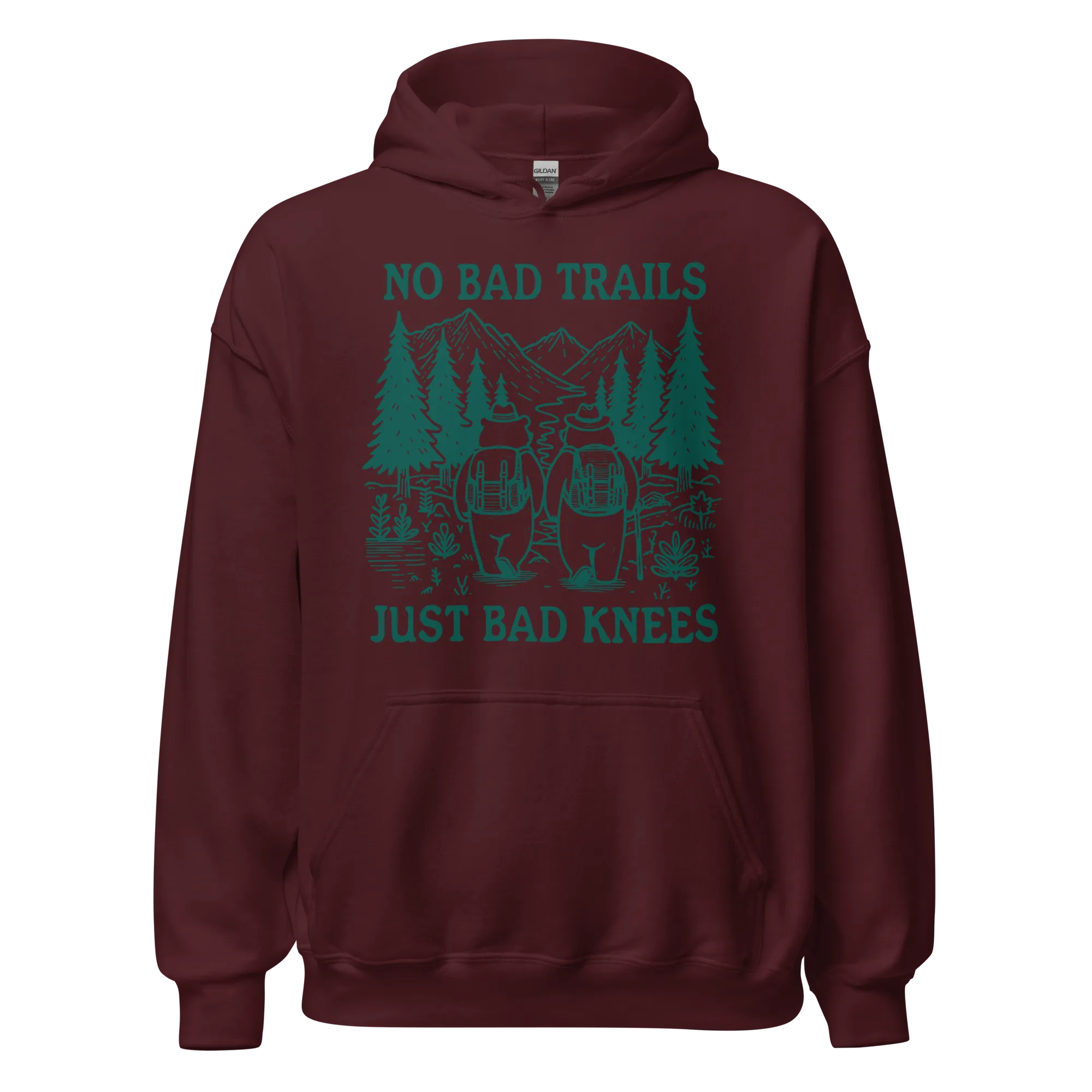 No Bad Trails Just Bad Knees Hiking Hoodie