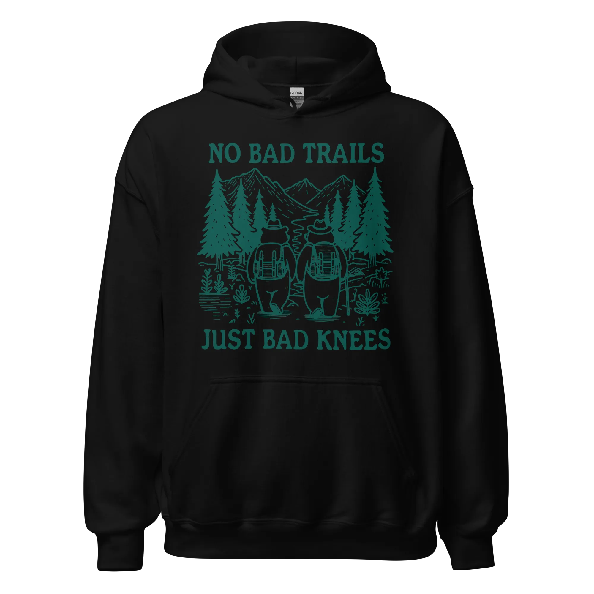 No Bad Trails Just Bad Knees Hiking Hoodie