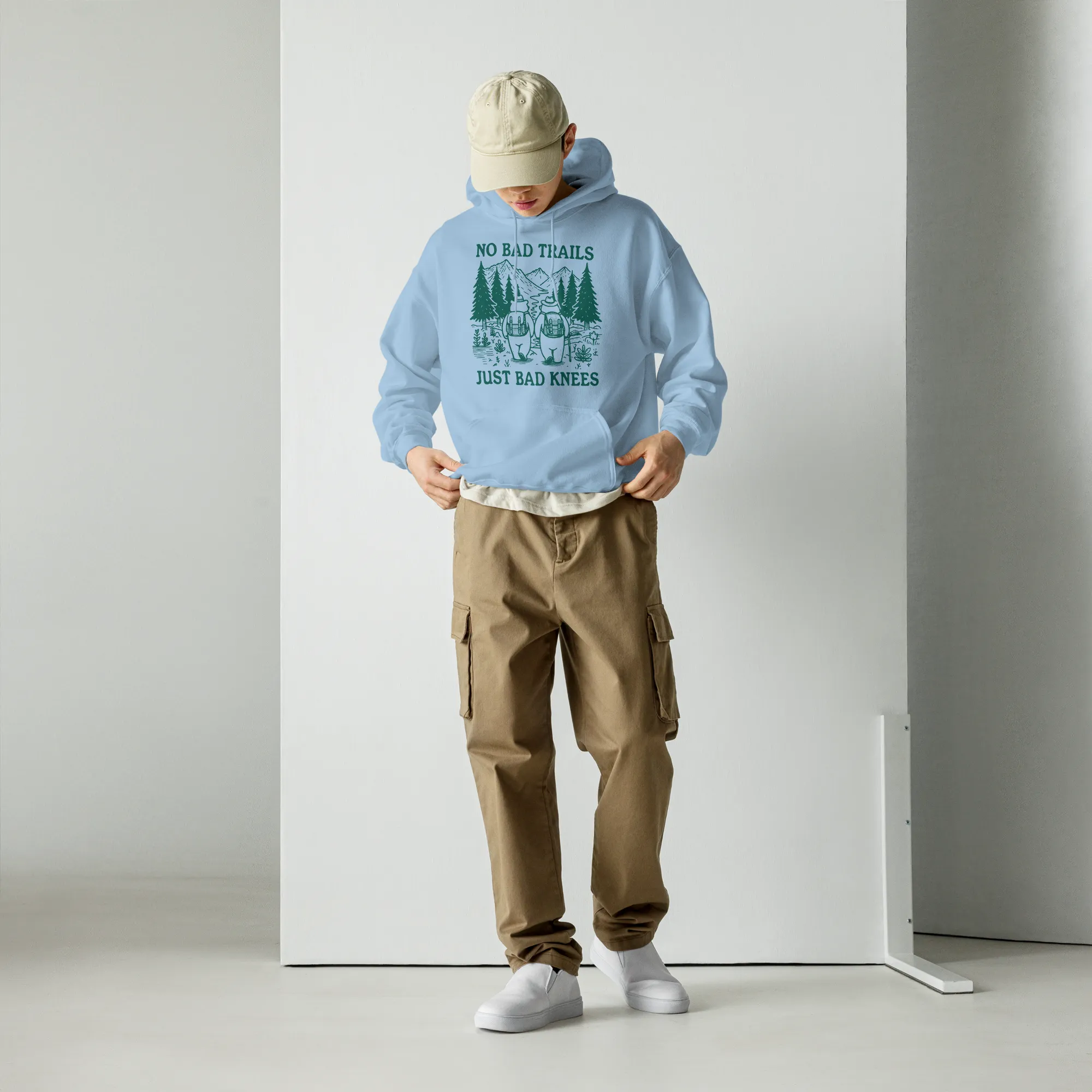 No Bad Trails Just Bad Knees Hiking Hoodie
