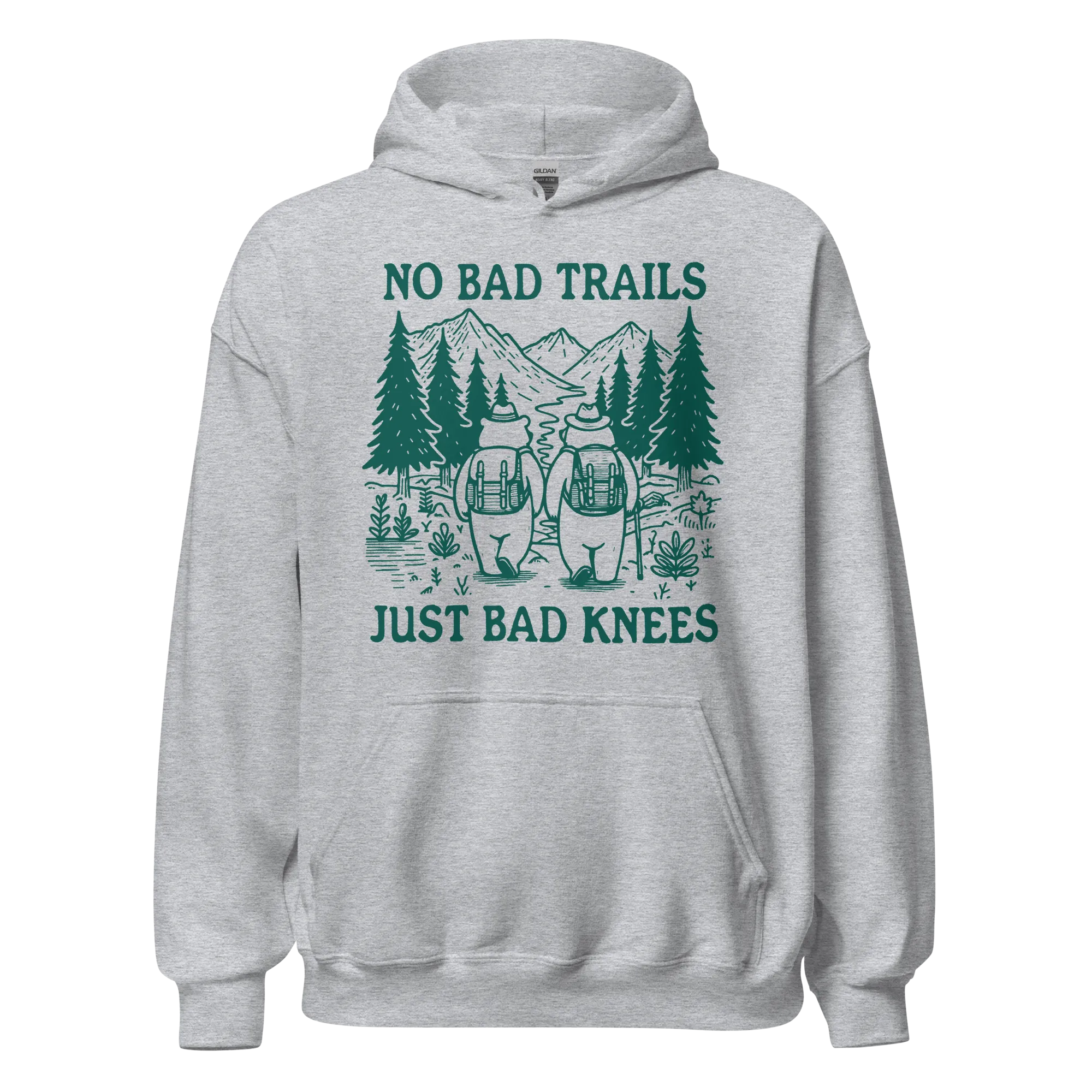 No Bad Trails Just Bad Knees Hiking Hoodie