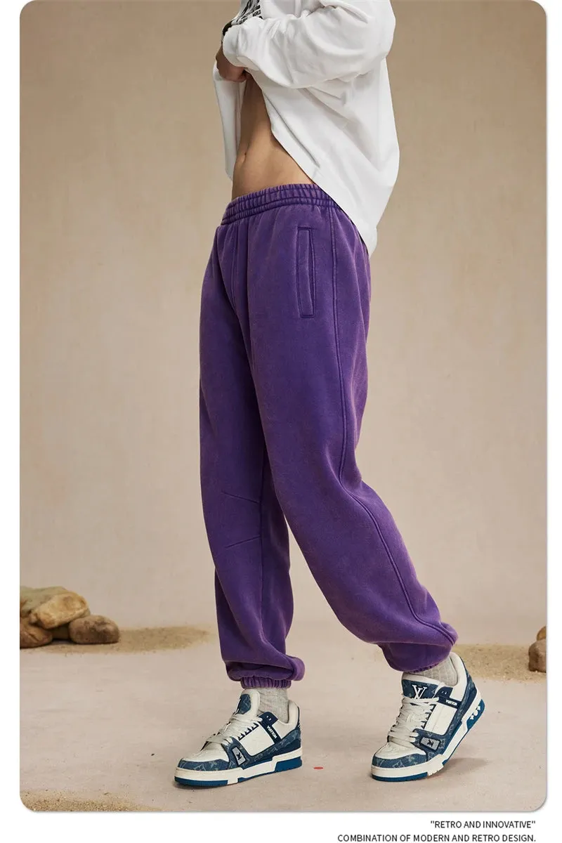 Obsidian Phoenix Luxury 360gsm Batik Washed Fleece Sweatpants - Unisex Loose-Fit Warm Drawstring Joggers