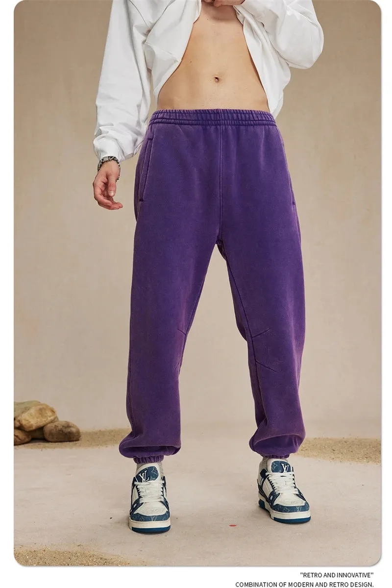 Obsidian Phoenix Luxury 360gsm Batik Washed Fleece Sweatpants - Unisex Loose-Fit Warm Drawstring Joggers
