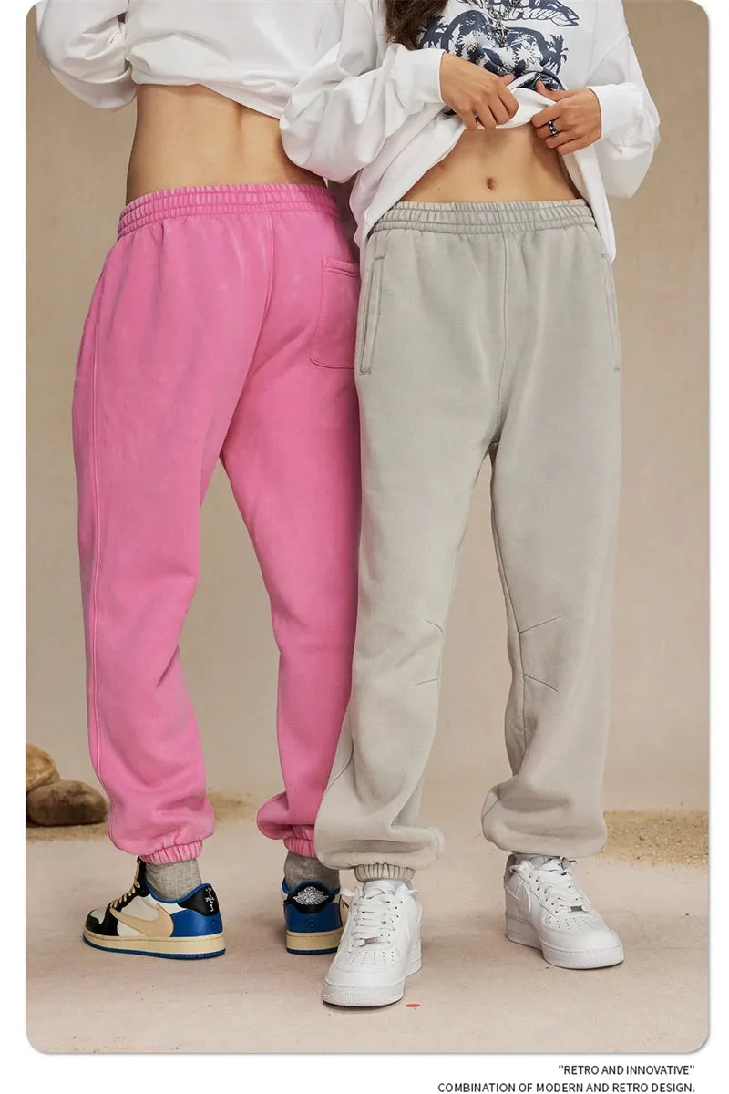 Obsidian Phoenix Luxury 360gsm Batik Washed Fleece Sweatpants - Unisex Loose-Fit Warm Drawstring Joggers