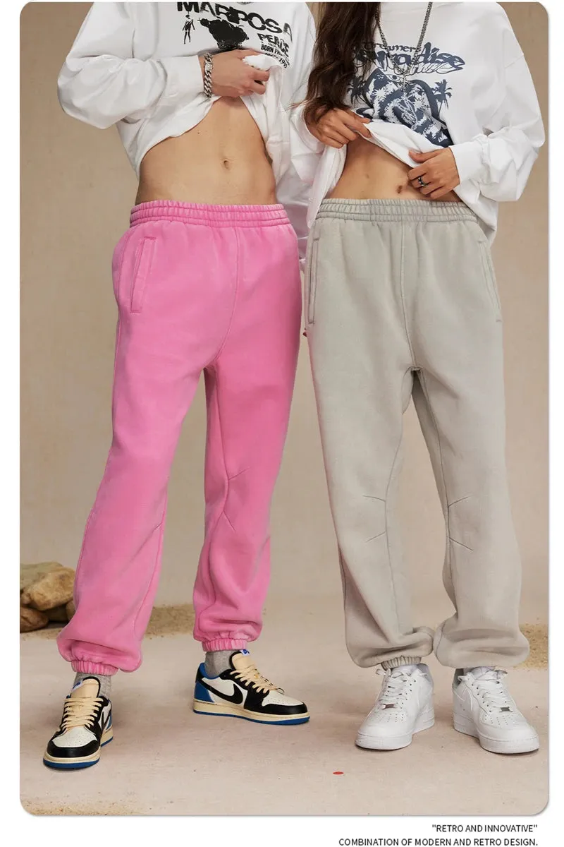 Obsidian Phoenix Luxury 360gsm Batik Washed Fleece Sweatpants - Unisex Loose-Fit Warm Drawstring Joggers