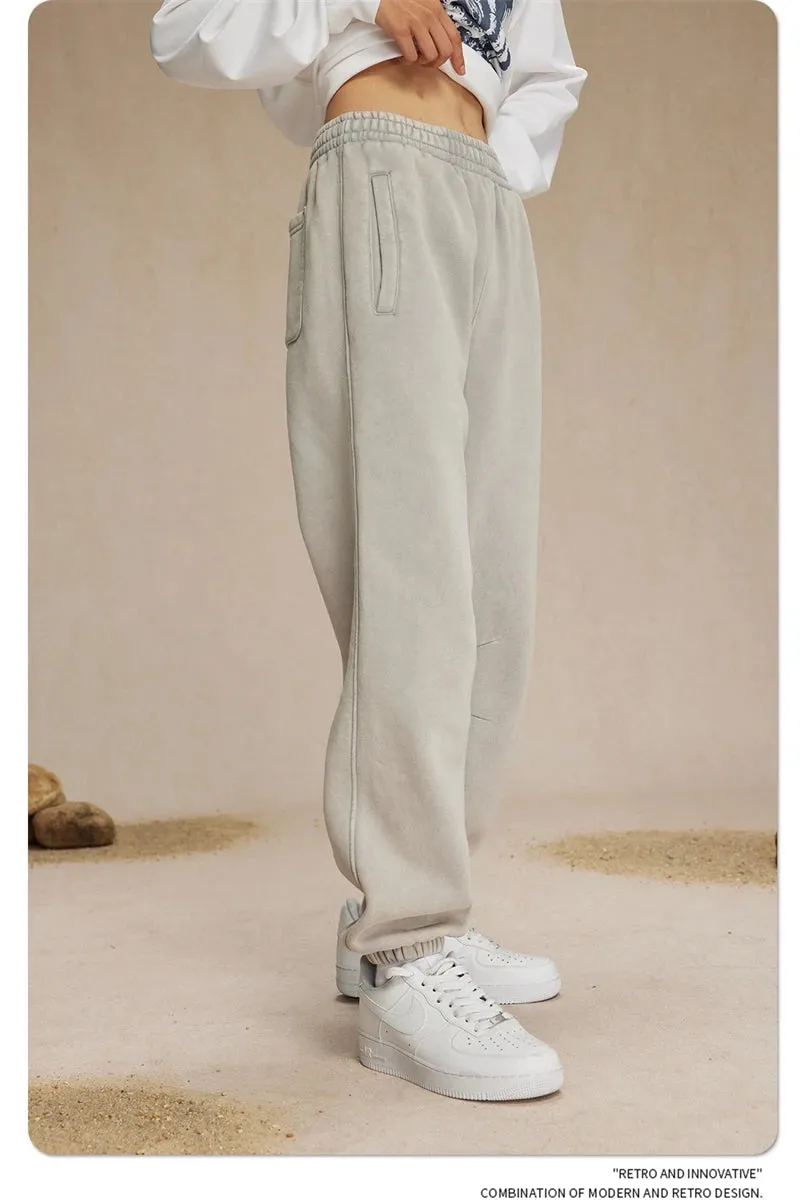 Obsidian Phoenix Luxury 360gsm Batik Washed Fleece Sweatpants - Unisex Loose-Fit Warm Drawstring Joggers