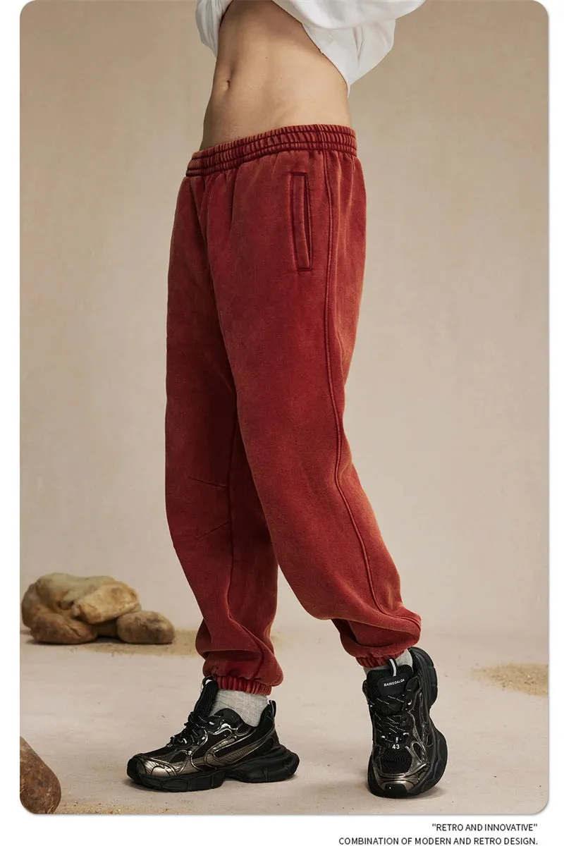 Obsidian Phoenix Luxury 360gsm Batik Washed Fleece Sweatpants - Unisex Loose-Fit Warm Drawstring Joggers