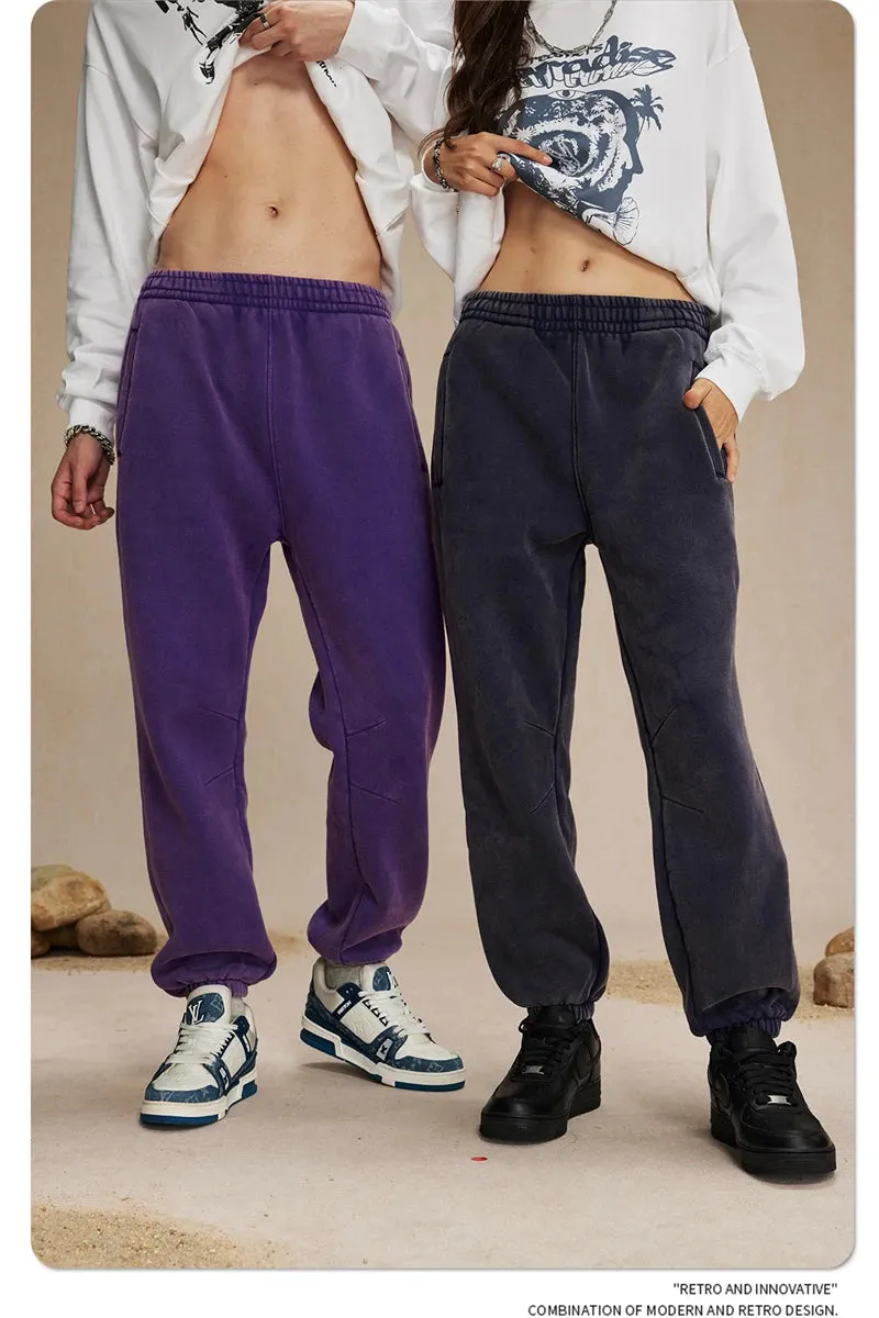 Obsidian Phoenix Luxury 360gsm Batik Washed Fleece Sweatpants - Unisex Loose-Fit Warm Drawstring Joggers